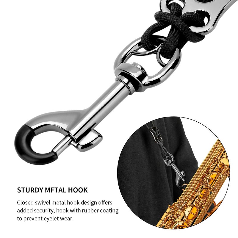 Rinastore BestSounds Rinastore Saxophone Strap Genuine Leather Sax Neck Strap with Soft Thick Pad for Soprano Tenor Alto Sax and Clarinets Oboes1 - Image 3